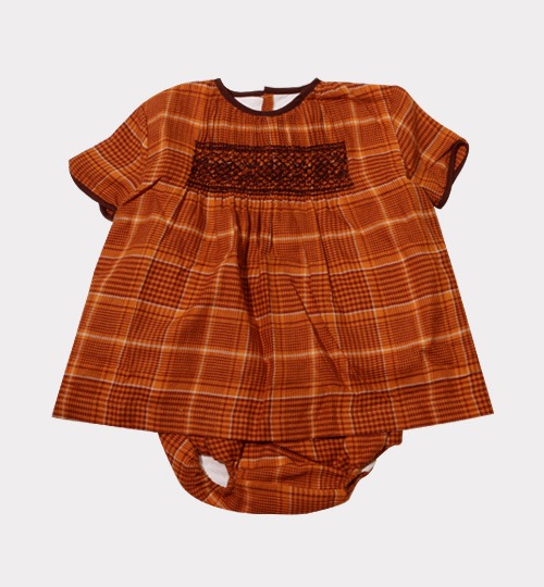 [CARAMEL]Dove Baby Dress- Orange Check