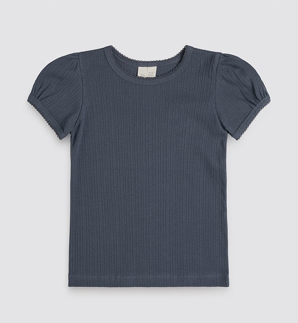 [LITTLE COTTON CLOTHES]Pointelle T-shirt - Storm Blue