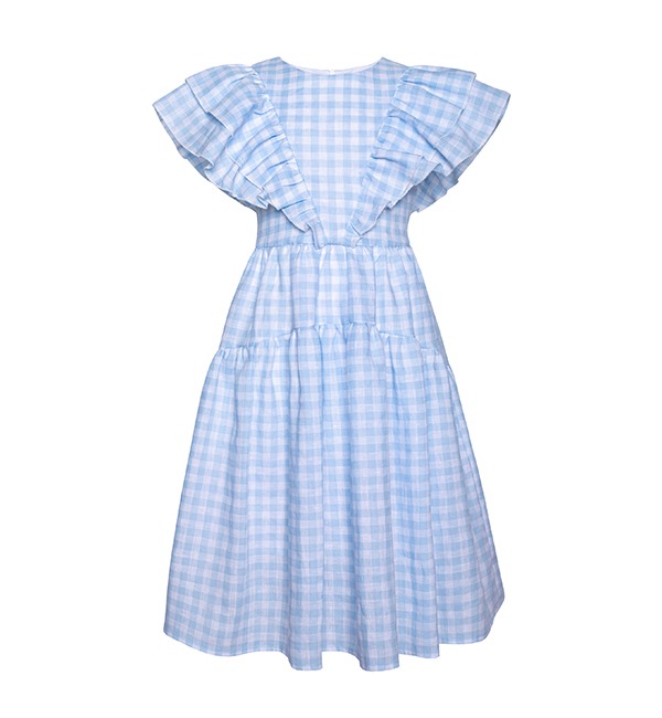 [PAADE MODE]Linen Maxi Dress - Picnic Blue