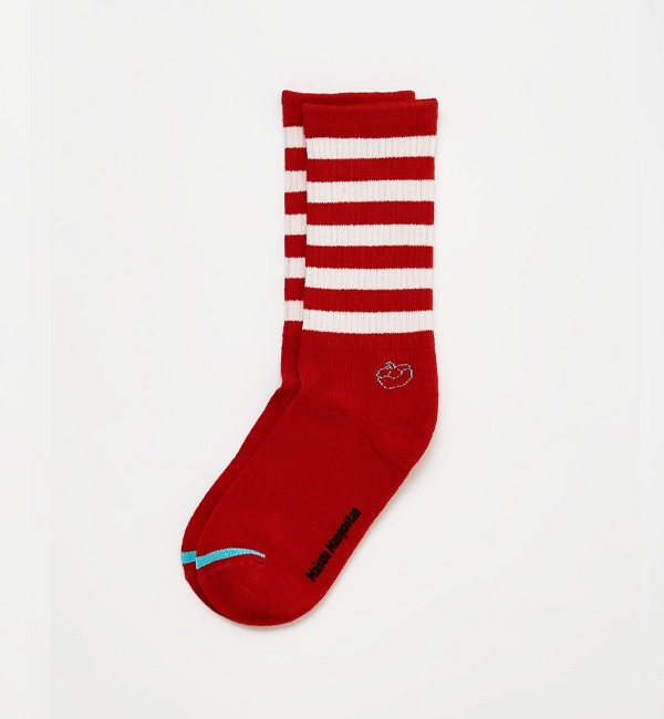 - BRAND SALE 60% -FRI - SUN[MAISON MANGOSTAN]Stripes Logo Socks - Red