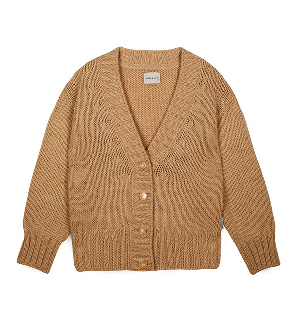 [MIPOUNET]Oversized Wool Knit Cardigan - Brown