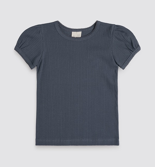 [LITTLE COTTON CLOTHES]Pointelle T-shirt - Blue