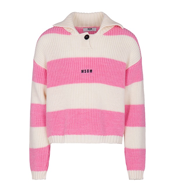 [MSGM KIDS]Wool Jumper - MSJGJP033 - Cream / Pink