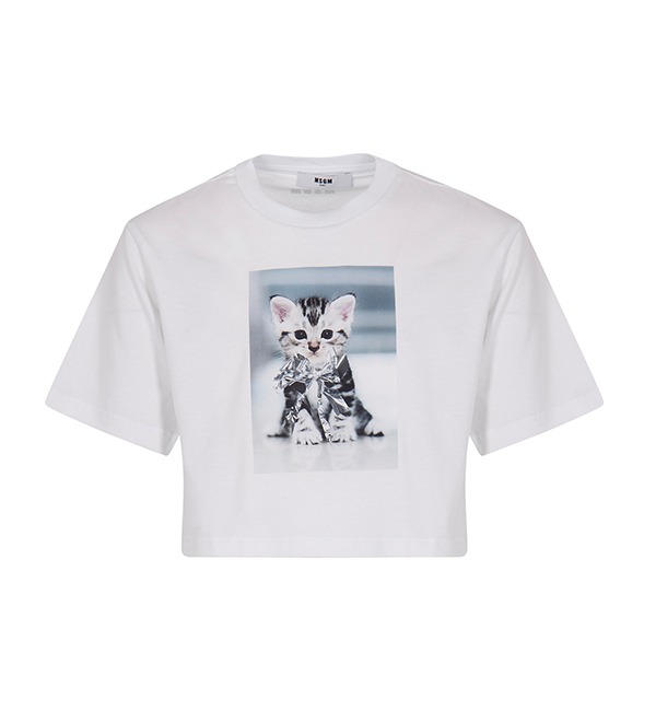 [MSGM KIDS]Cropped T-Shirt - S4MSJGTH121 - White