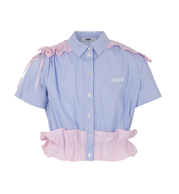 [MSGM KIDS]Cropped Shirt - S4MSJGSI068 - Sky