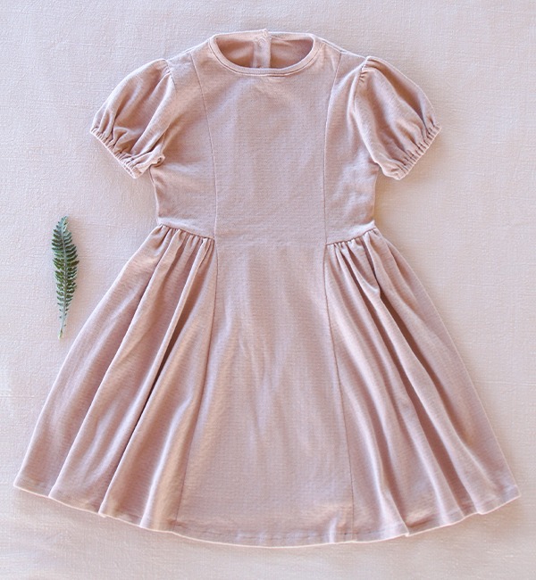 [IVER &amp; ISLA]Vintage Puff Dress - Rose Quartz Pointelle